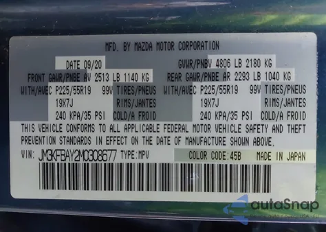 2021 Mazda Cx-5 Grand Touring Reserve из США, поврежденный, VIN JM3KFBAY2M0308677